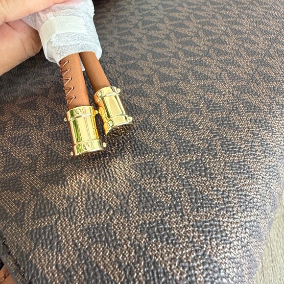 Michael Kors Phoebe Medium FLAP Drawstring Brown MK Travel School Backpack - Picture 10 of 16